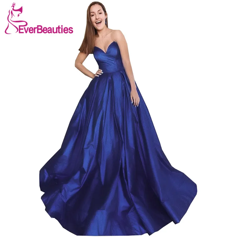 

Robe De Soiree Sweetheart Evening Dress Long 2019 Ball Gown Satin Formal Party Gowns Vestido De Festa Longo