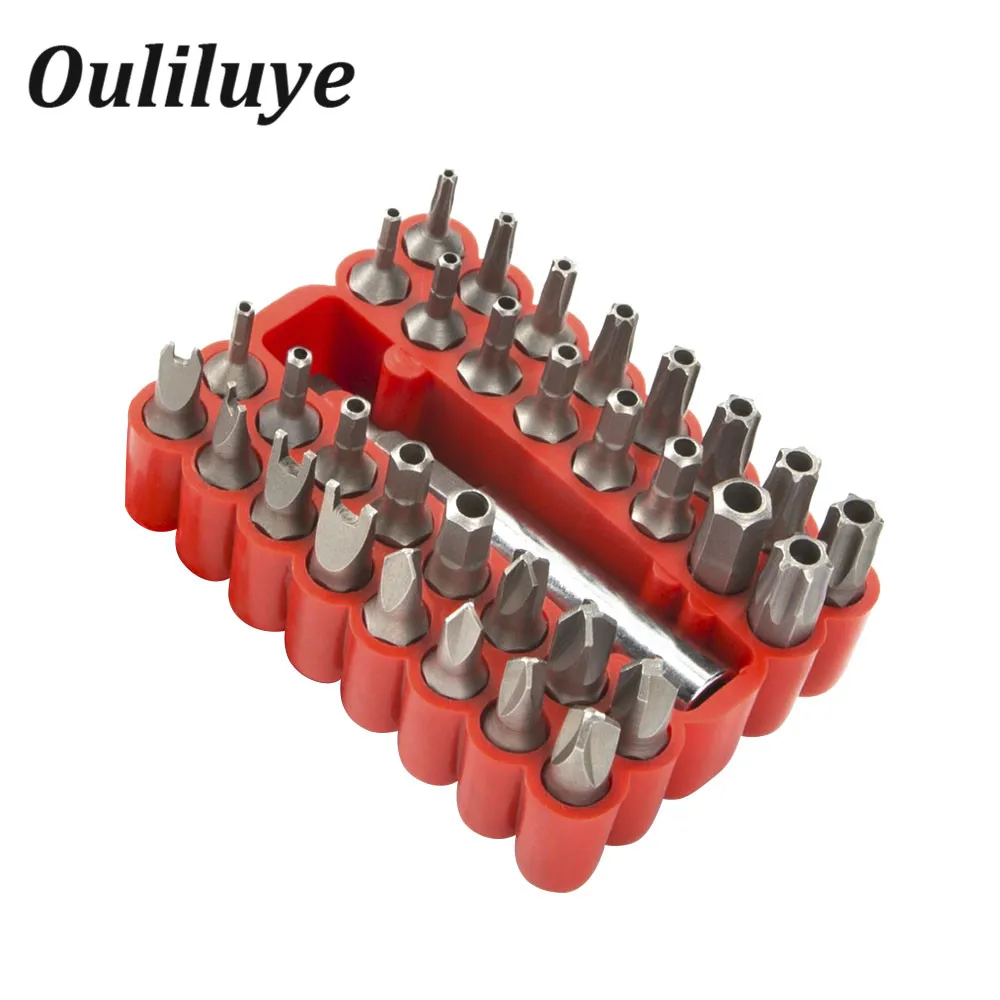 

33PCS Tamper Proof CRV Security Bit Set Hex Torx Star Spanner Wing Electric Screwdriver Bits With Magnetic Holder Drill Tool
