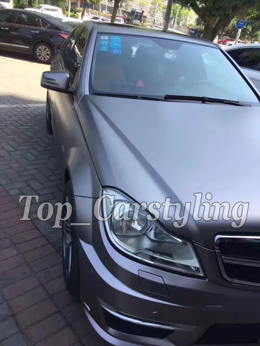 titanium gray satin chrome matte metallic vinyl car wrap 3m vivide kmpf Foil stickers  (1)