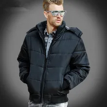 Стиль, мужское хлопковое пальто с капюшоном, толстая зимняя куртка, Мужская однотонная черная шапка, отстегивающееся пальто, мужские теплые модные куртки chaqueta