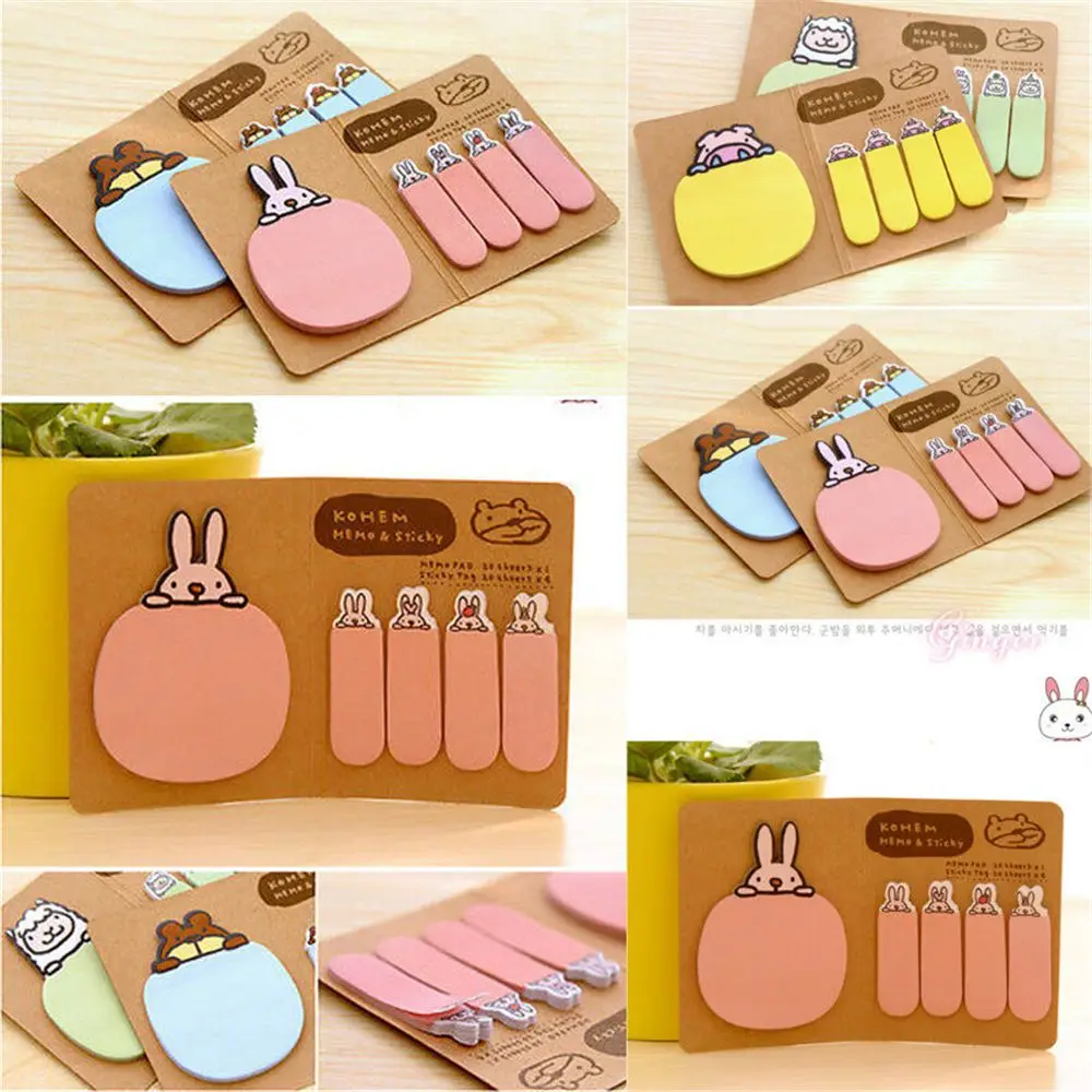 

Rabbit Kraft Paper Sticker Paste Bookmark Point Marker Memo Pad Flag Sticky Notes Student Stationary Shool Office Supply