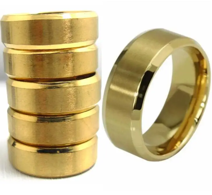 50pcs GOLD 8mm Comfort fit Men Women Stainless Steel Band Rings | Украшения и аксессуары
