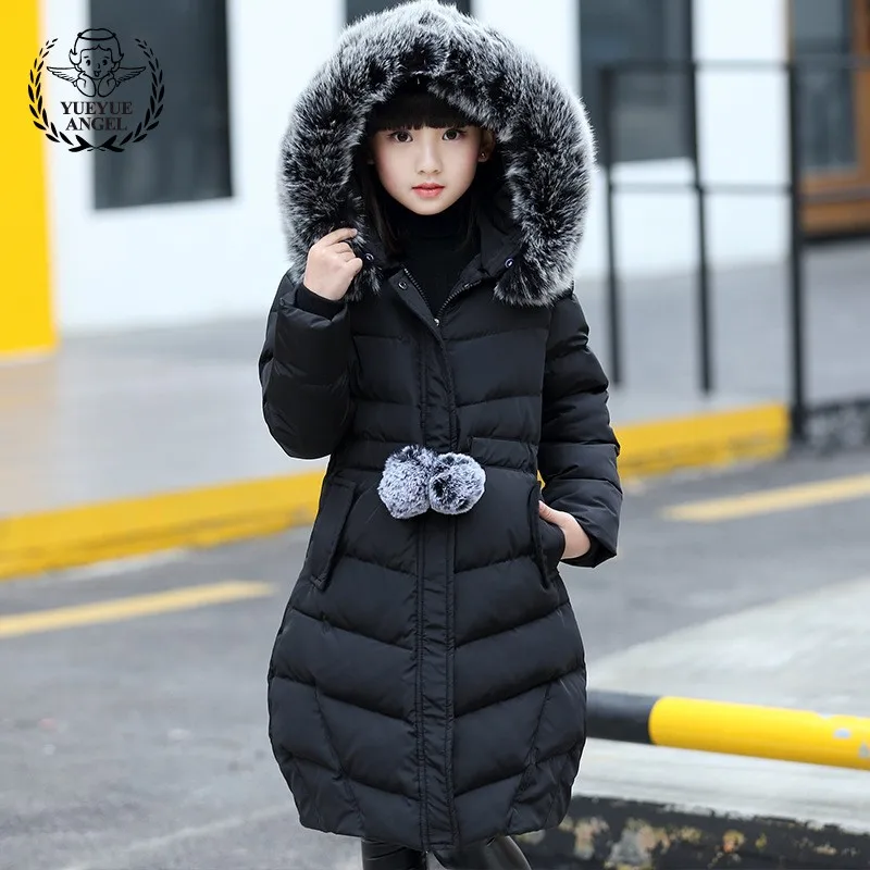 Plus Size Girls Winter Outerwear Coat Warm Faux Fur Collar Hoody Long Padded Jacket Kids Parkas Thicken Windproof Travel Parka цена Plus Size Girls Winter Outerwear Coat Warm Faux Fur Collar Hoody Long Padded Jacket Kids Parkas Thicken Windproof Travel Parka цены онлайн