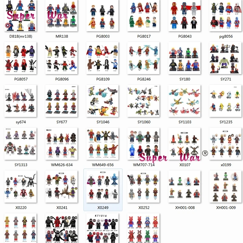 

10Set Marvel Comics Series 10 Avengers Thor Iron man Spiderman Spider man Hulk Venom blocks toys Model Bricks Children