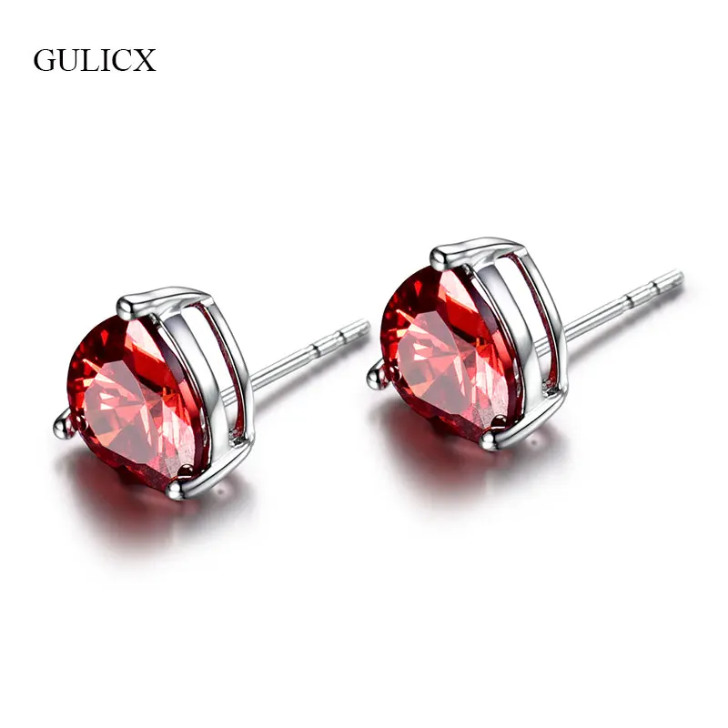 Женские серьги-гвоздики GULICX классические серьги с фианитом в форме красного