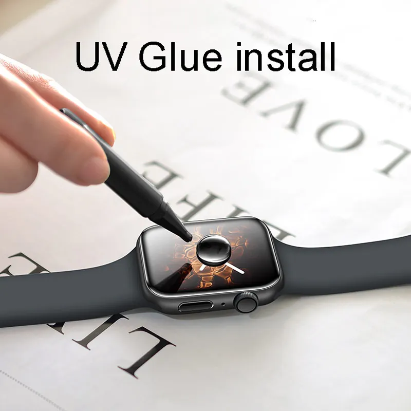 Clear Curved UV Liquid Full Glue Tempered Glass For Apple Watch 38mm 42mm 40mm 44mm For Apple Watch 4 3 2 1 Screen Protector