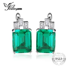 JewelryPalace Lujo 7.6ct Verde Creado Nano Ruso Esmeralda Pura Plata Esterlina 925 Clip En Los Pendientes de Joyería de Moda de Regalo