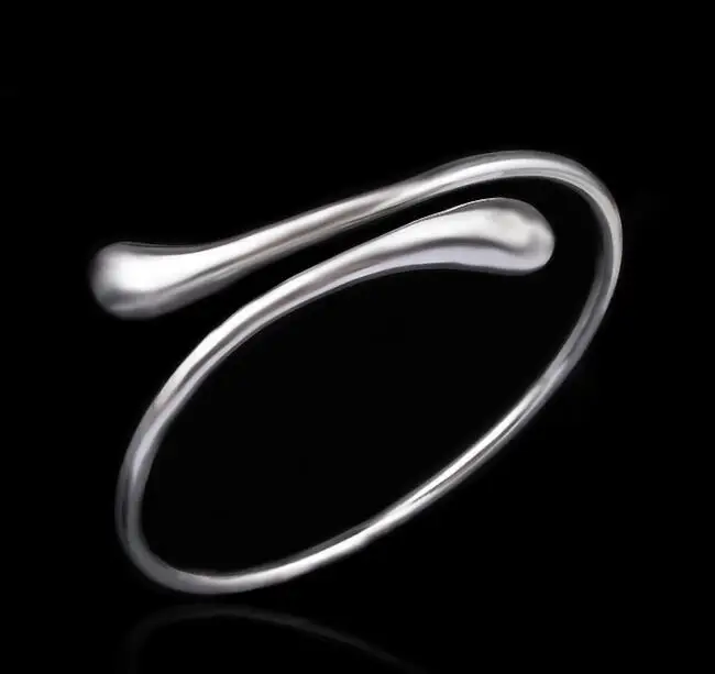 

Fashion jewelry gift Silver color Bracelet drop water Cuff Bangle simple women's love opening adjustable Bracelets & Bangles
