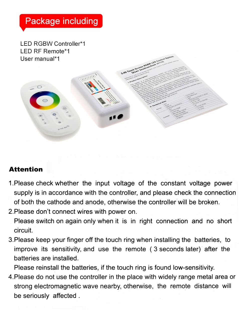 2.4g sem fio DC12-24V toque rf controle