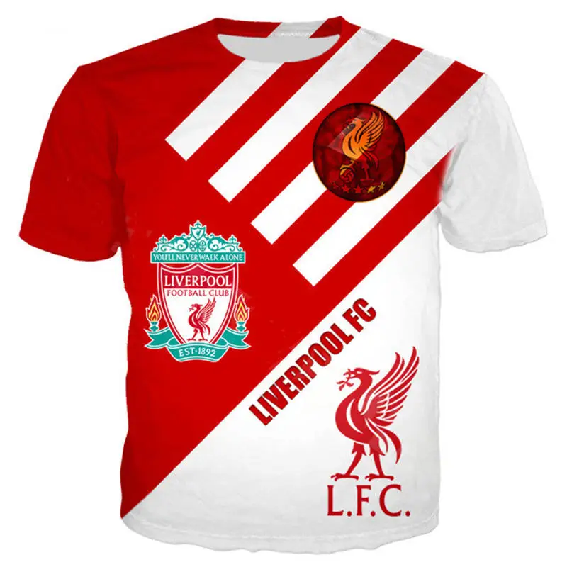 

WSFK popular men's short-sleeved Liverpool jersey 3D printing Harajuku style T-shirt casual sweatshirt street sports shirt