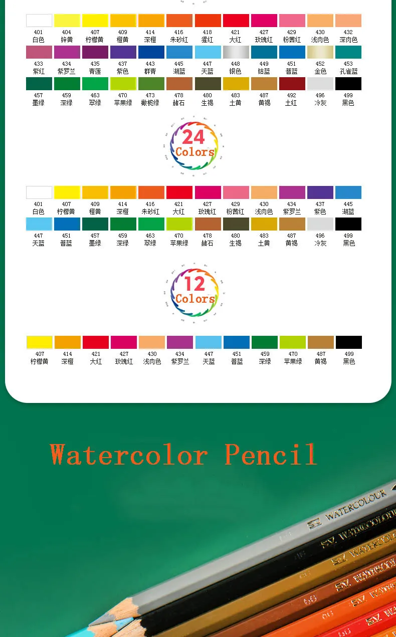 12/24/36/48/60/72 Цвет карандашей комплект профессионалов картины художника воды Цвет карандаш для рисования Рисование набросков товары для рукоделия