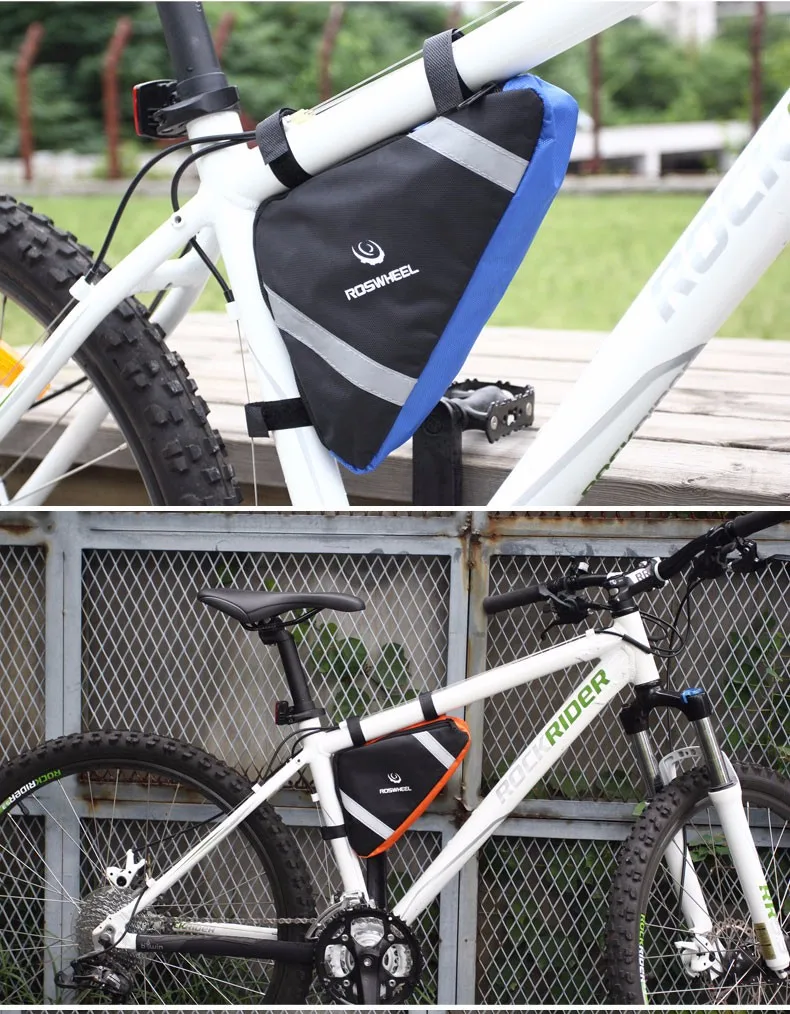 Clearance ROSWHEEL Bicycle Frame Triangle Bag Storage Pouch Bags Cycling MTB Road Bike Tube Corner Pannier Blue/Orange Bycicle Bolsa 6