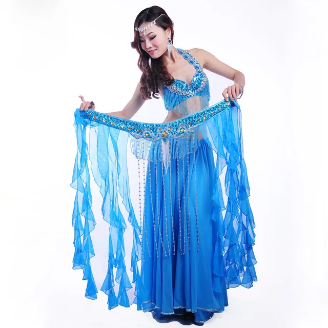 Best Dance Performance Belly Dance Bead Bra, Belt Skirt Costume Plus