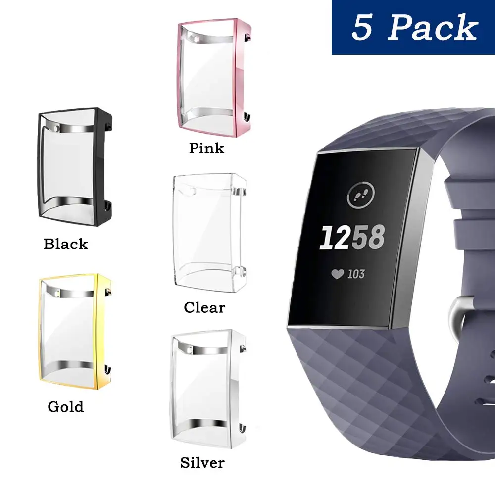 

5 colors For Fitbit Charge 2 Case Soft TPU Silicone Protective Clear Case Cover Shell for Fitbit Charge 3 Band Smart Watch