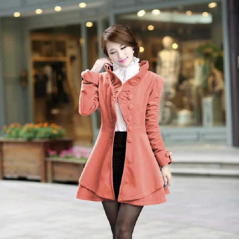 Européenne brown Irrégulière Laine Manteau Nouvelle rose blue Hiver Haute Agaric De Mince Col Style Femmes Qualité Blue Sky Chaud Ourlet 2015 Arrivée pink 1qYPwIP