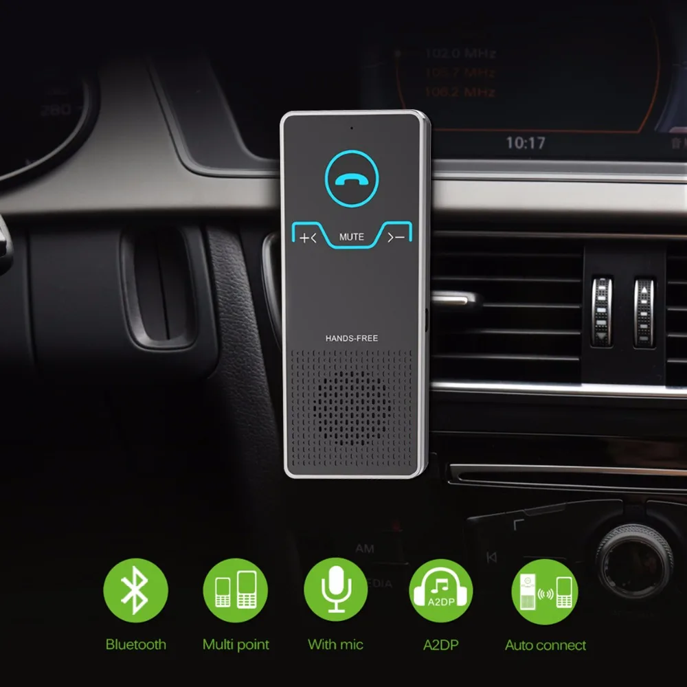 SOONHUA Bluetooth автомобильный комплект Беспроводной Громкая Связь Динамик солнцезащитный козырек Громкая связь музыкальный плеер V4.0 автомобильный аудио MP3 плеер Голосовая трансляция