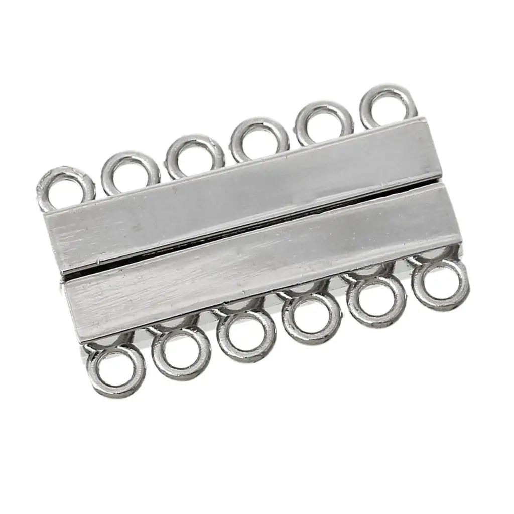 

8SEASONS Magnetic Clasps Rectangle Silver Tone 6 Strands 3.5cm x 22mm,2 Sets 2016 new