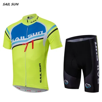 

SAIL SUN Men Green Blue Team Cycling Jersey Bib Shorts Sets Pro Bike Jersey Bicycle Clothing Top Summer Bike ShirtBreathable