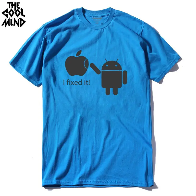 COOLMIND FU0116A, хлопковые мужские футболки, Android Robot, Мужская футболка, Apple Humor Logo, с принтом, забавная футболка, короткий рукав, футболки