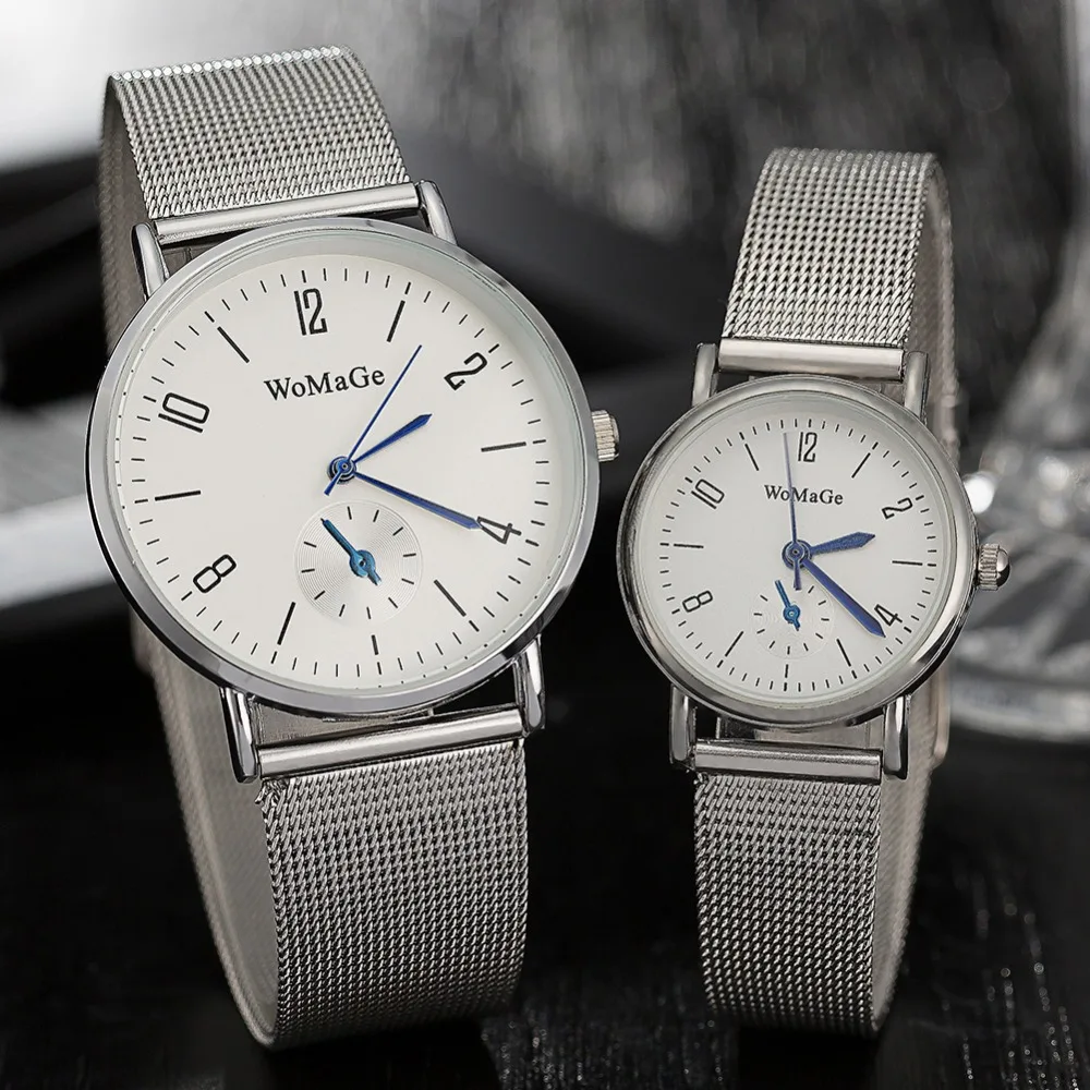 HOT Sale  Couples Wristwatches for Lovers Steel Silver Men/Women Watches 2018 Fashion High Quality Quartz-wat