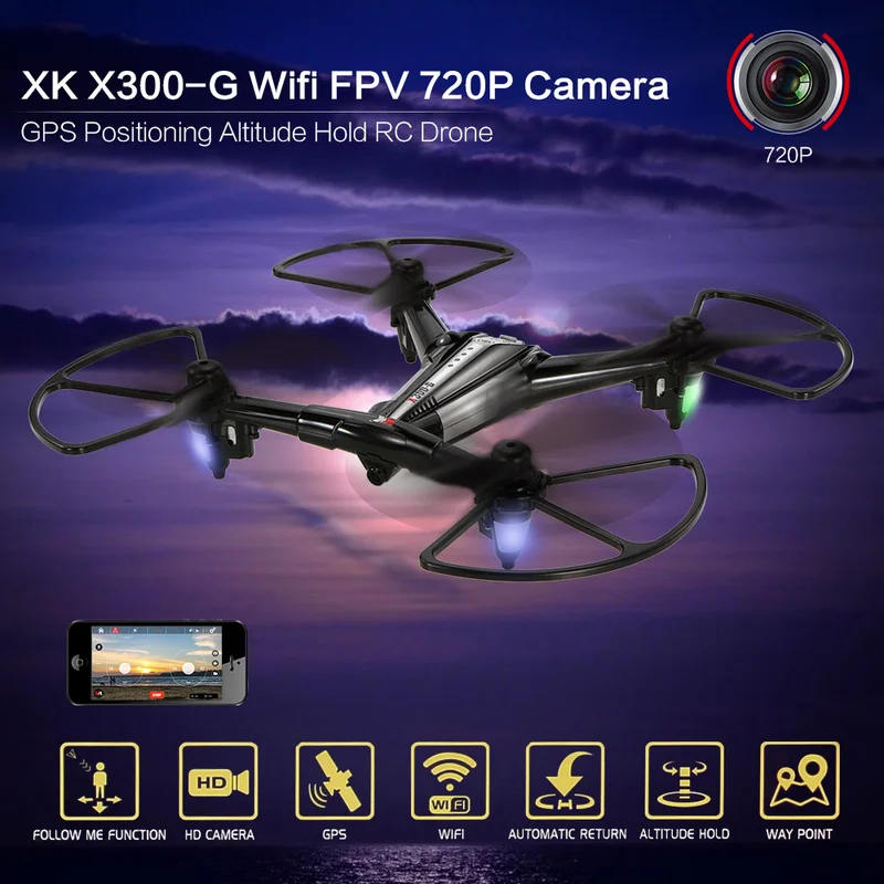 

X300GPS 2.4G 720P 6-axis Gyro RC Drone GPS Positioning Altitude Hold Wifi FPV RC Quadcopter with Long Flight Time Helicopter