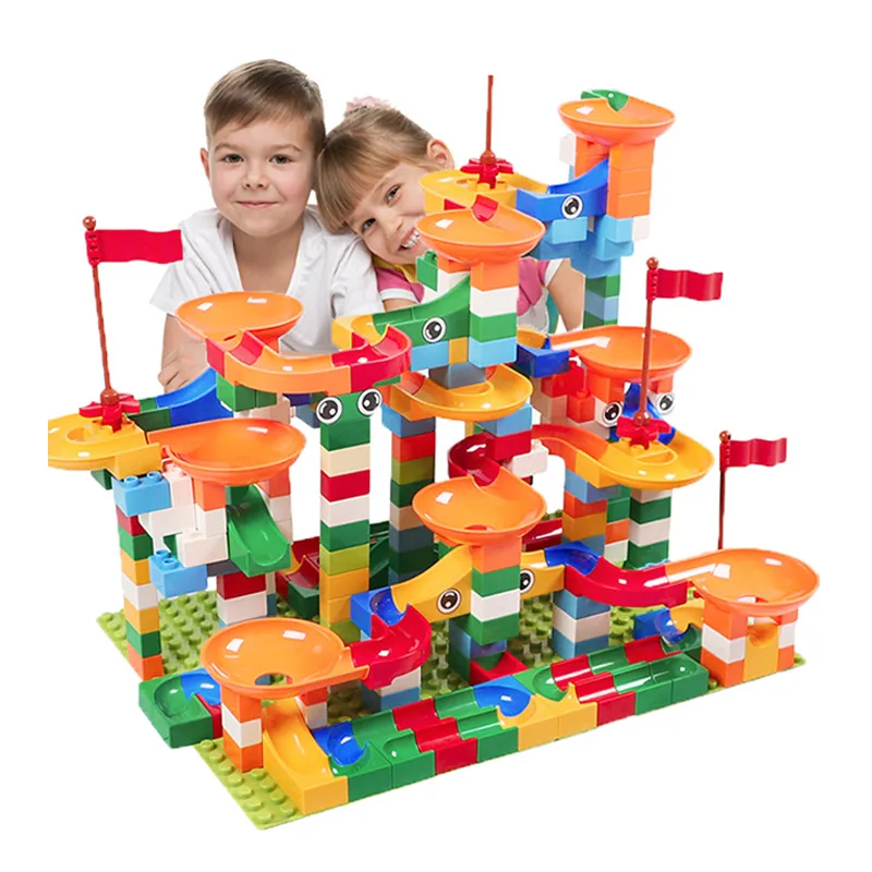 

74-296 PCS Marble Race Run Maze Ball Track Building Blocks ABS Funnel Slide Assemble Bricks Compatible LegoINGlys Duplo Blocks