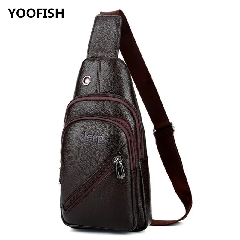 

YOOFISH Hot sale PU men's chest bag shoulder slanting cross travel bag riding portable Headset Interface free shipping XZ-099.