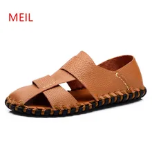 Летние мужские пляжные сандалии из натуральной кожи; Sapatos Masculina Heren Schoenen zapatos hombre; мужские лоферы; scarpe donna