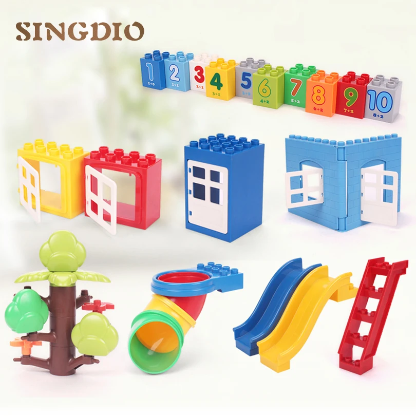 

SINGDIO Building Blocks Assembled toy house slide table Educational Toys for Children Compatible with dduplo Christmas Gift