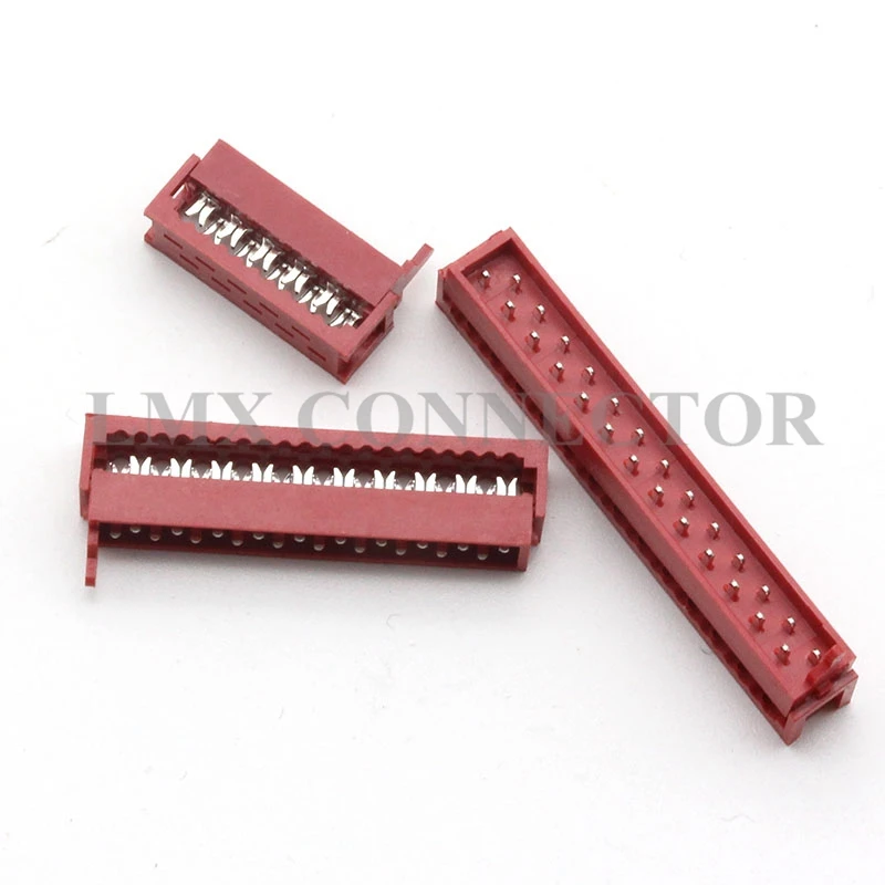 

100PCS 1.27mm Micro Red IDC Male Connector 2x4P/6P/8P/10P/14P/16P/18P/20P/26P Double Row Copper Tail Pitch 2.54mm