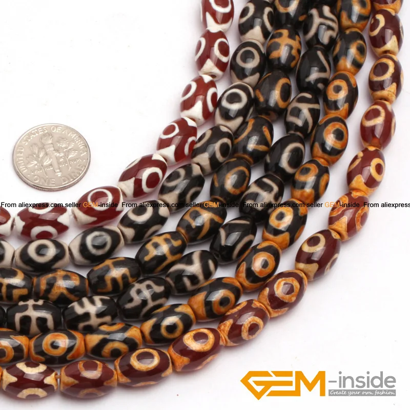 

Natural 8x12mm Olivary Rice Dzi Beads Tibet Agates For Jewelry Making Strand 15" DIY Tibetan Mala Jewelry Making Beads