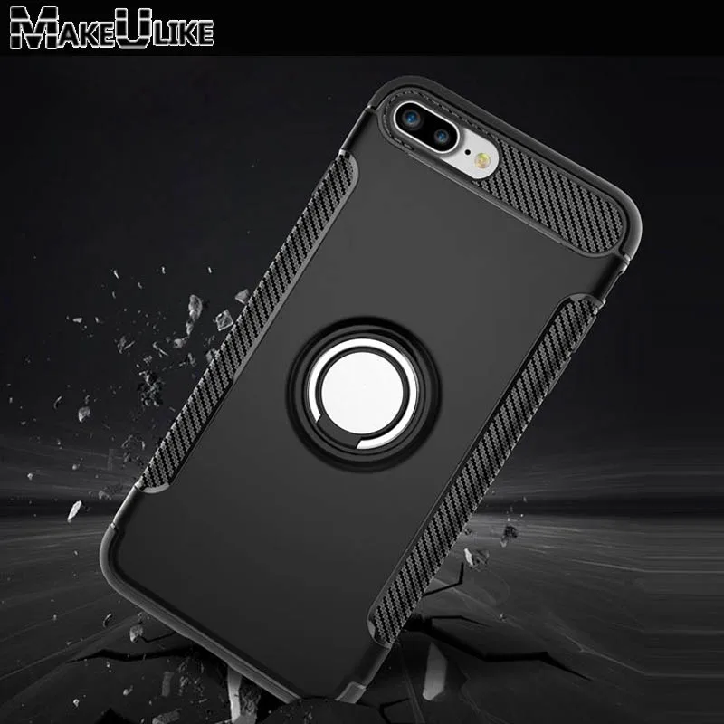 

MAKEULIKE Kickstand Back Case For iPhone 7 8 Plus Cover Ring Armor Phone Bags Cases for Apple iPhone 7/8 Plus Capinhas