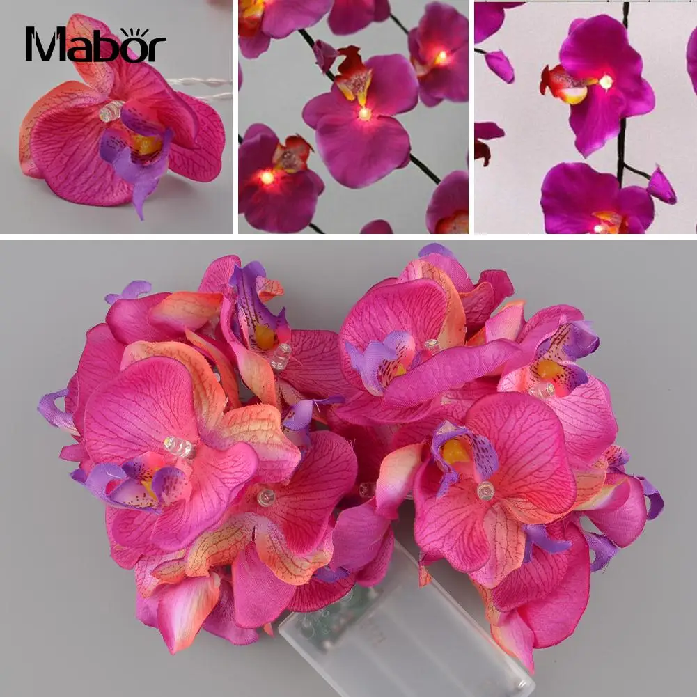 

Beautiful 20LED Simulative Fake Orchid Flower Purple Fairy Home Wedding Christmas Decor String Light