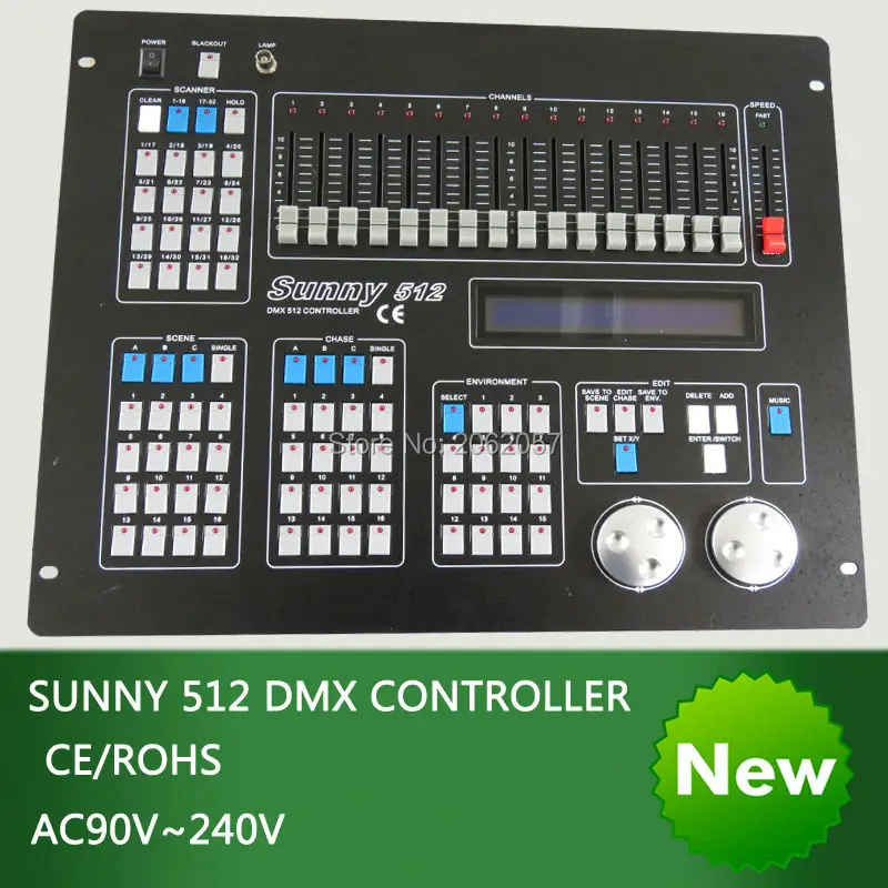 New sunny 512 dmx controller DJ computer professional stage light controller moving head beam light console with fly case