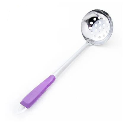 Нержавеющая сталь дуршлаг фильтр масляная ложка красочная ручка суп горячий горшок ложка Кухня Овощной фильтр Кук инструмент - Цвет: 3 purple