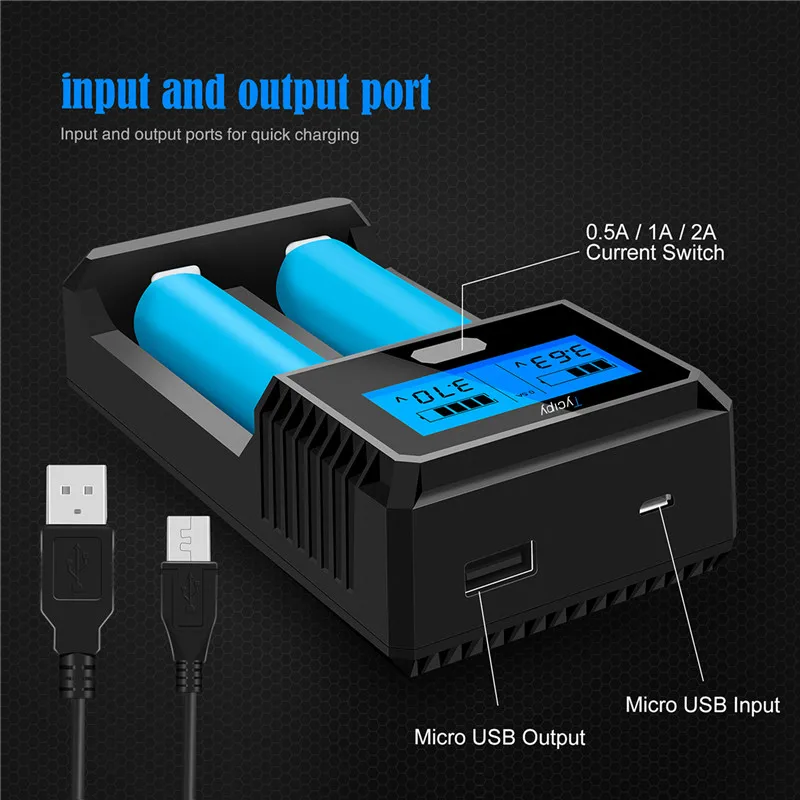 Tycipy USB Порты и разъёмы двухканальный с ЖК-дисплей Смарт Зарядное устройство для 18650 18500 3,7 V AA AAA Перезаряжаемые литий Батарея фонарик Зарядное устройство