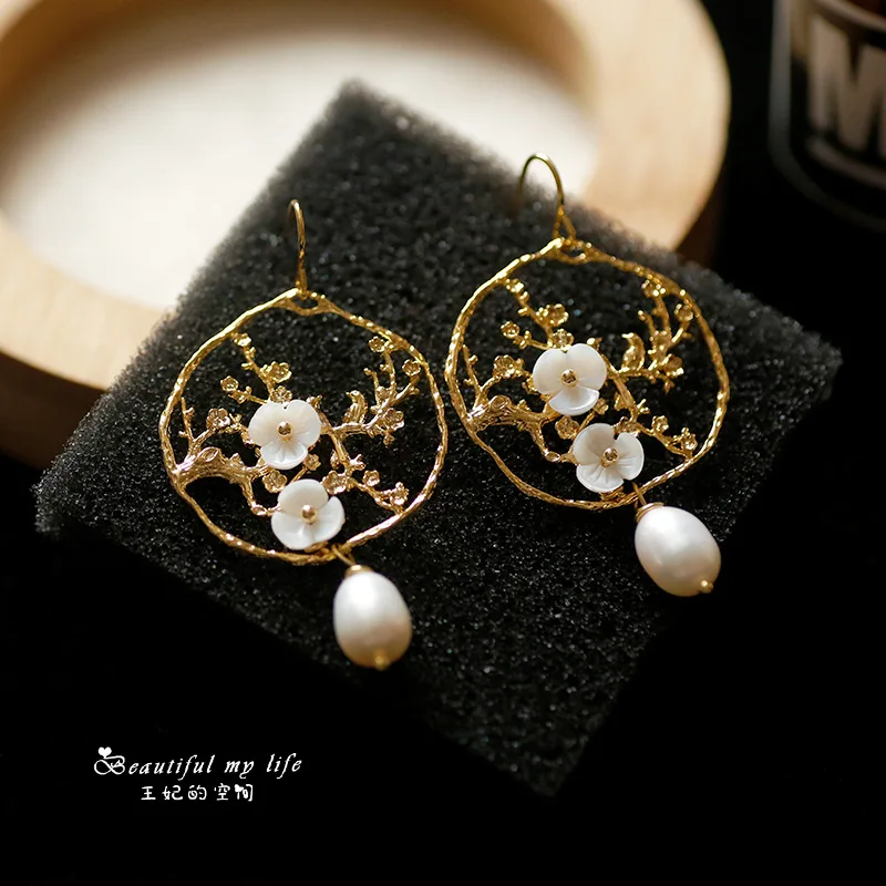

Natural Fresh Water Baroque Pearl Bohemian Ethnic Drop Earrings For Women Dangle Earring Luxury Fine Jewellery