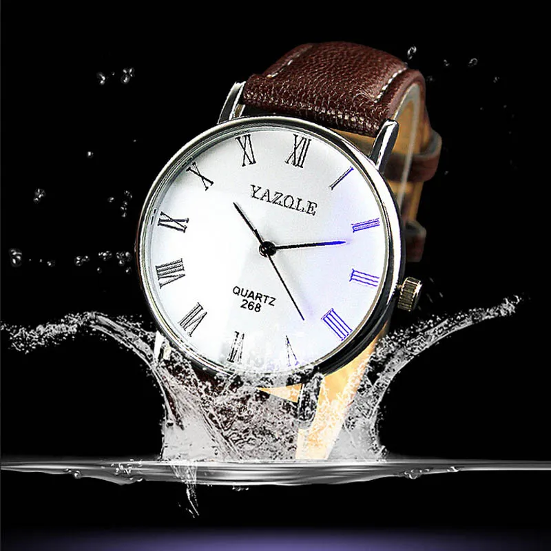Luxury Fashion Men Watches Disc Buffalo Grain Leather Belt Quartz Watch Business Watch Men Clock Relogio Masculin M04 (4)