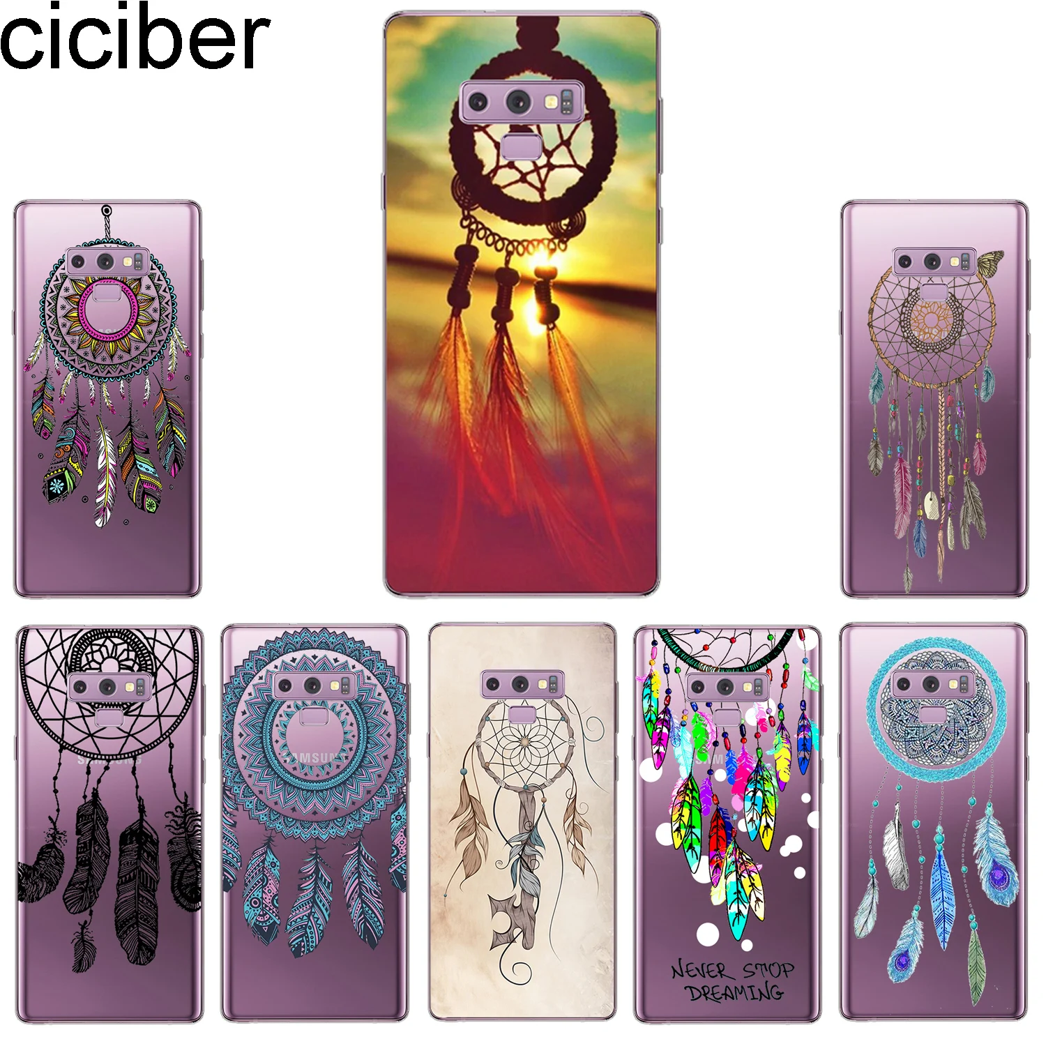 

ciciber Phone Case for Samsung Galaxy Note 9 8 5 4 3 Note9 Note8 Soft TPU Back Cover for Samsung C9 C8 C7 C5 Pro Dreamcatcher