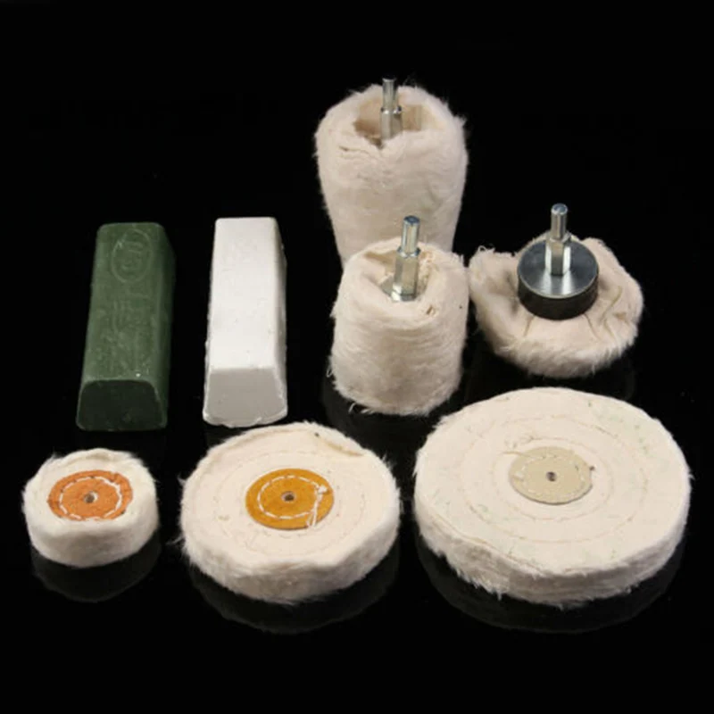 8x Polishing Kit Dome Goblet Cylinder Mop Buffing Wheel Compound-Metal Plastic