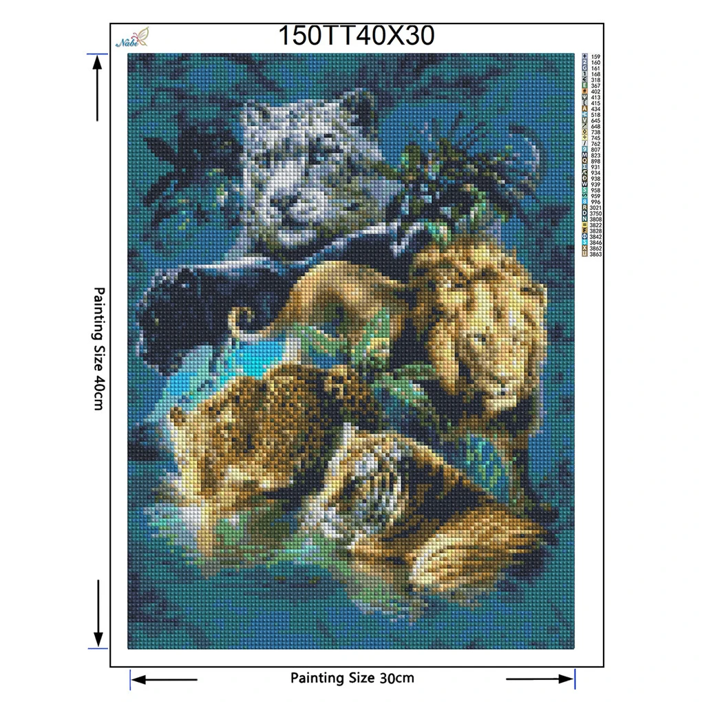 Full Square Diamond 5D DIY Diamond Painting "Tiger Lion Leopard" 5D Embroidery Cross Stitch Rhinestone Painting Decor Home Art