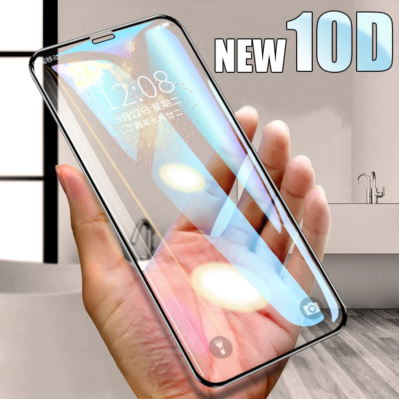 

10D Curved Full Cover Screen Protector For iPhone 6S 7 Plus Protective Glass On The For iPhone 5 5S SE 8 Plus Xs MAX 10 XR Glass