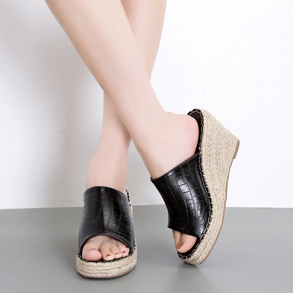 

Original summer beach casual High-Heeled Slippers Female Summer New Women's Shoes Wedge Weave Female Sandals Dropshipping 30