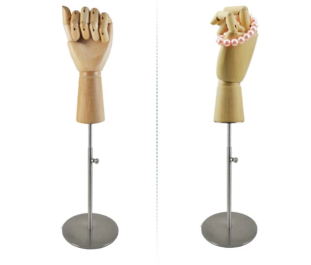 adjustable height wooden handmould fingers moving bag wallet purse watch jewelry holder desktop furniture accessories