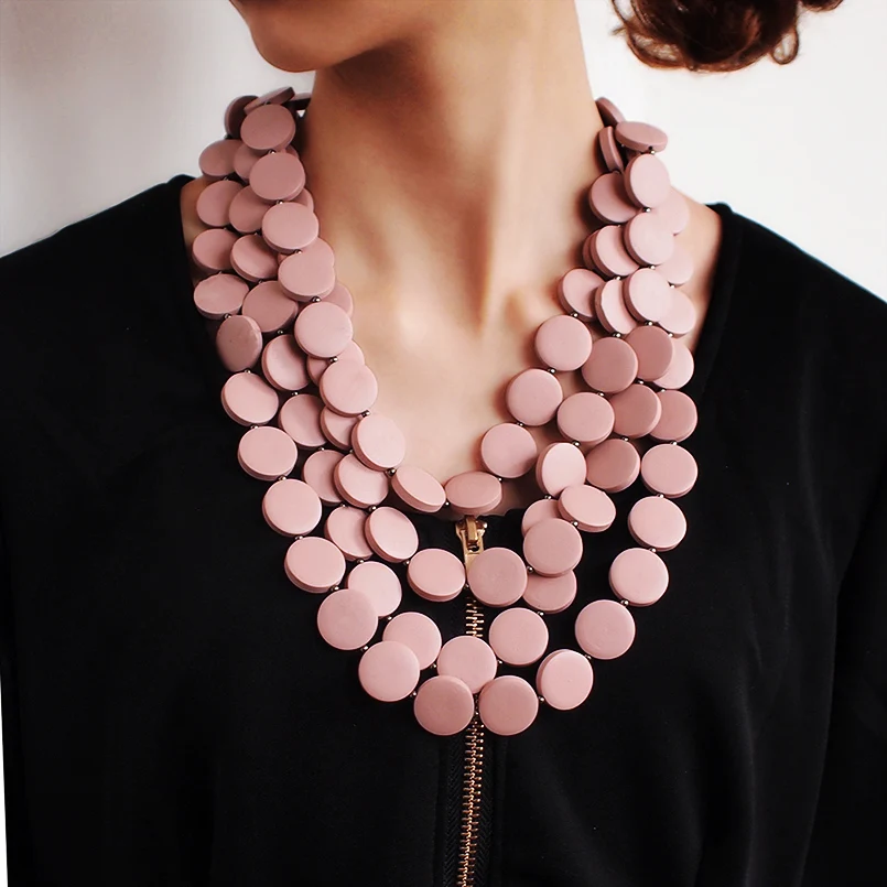 MANILAI Bohemia Multilayer Beaded Statement Necklace Womon Handmade Multicolor Wood Beads Chokers Necklace Jewelry Beach 2018