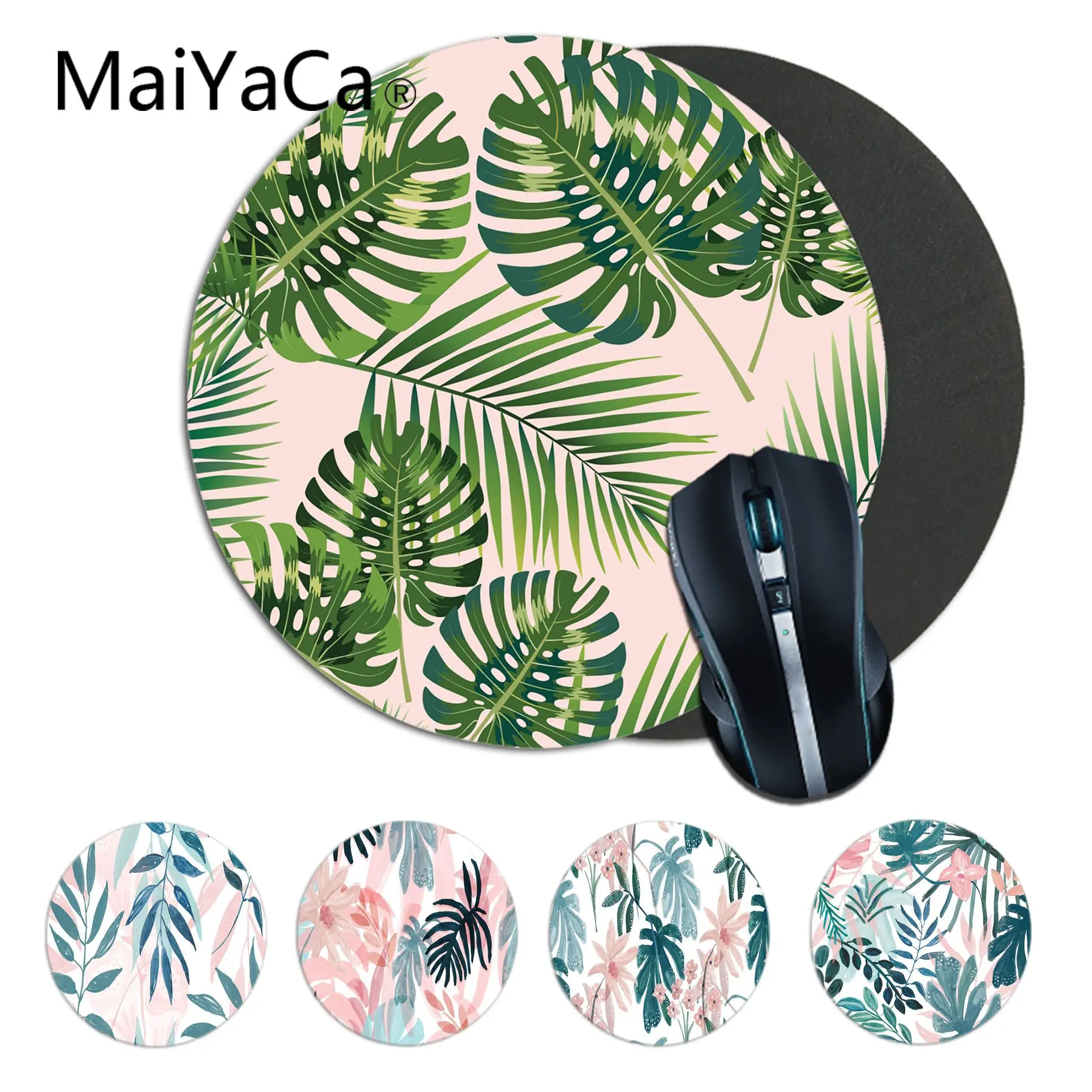 

Maiyaca Tropical leaves art pattern Office Mice Gamer Soft Round Mouse Pad Game Carpet Mouse Pad Mat gaming Mousepad 22x22cm