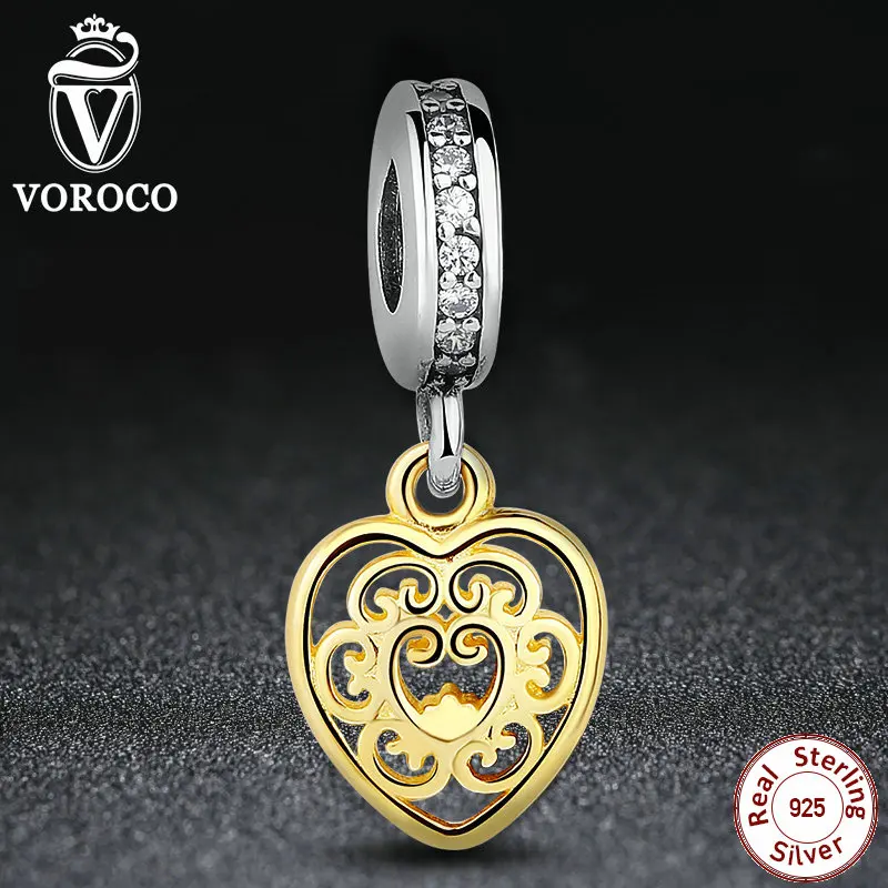 Sterling Silver Heart to Heart Anillo Abierto con CZ Transparentes Para Joyería Voroco S925