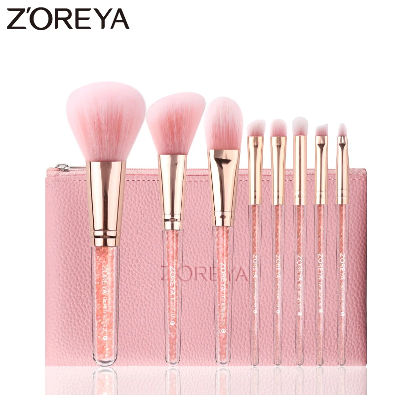 ZOREYA Essential Makeup Brush Blush Eye Brow Eye Shadow Blending Brushes For Daily Use Soft Synthetic Hair Crystal Cosmetic Tool