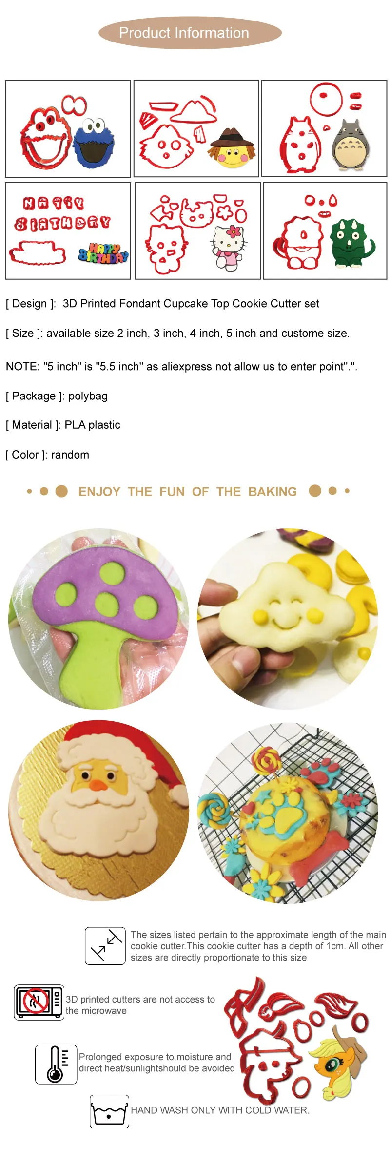 Милая Серия животных, резак для печенья, инструменты для украшения торта, пользовательские 3D печатные формы для помадки формочки для печенья