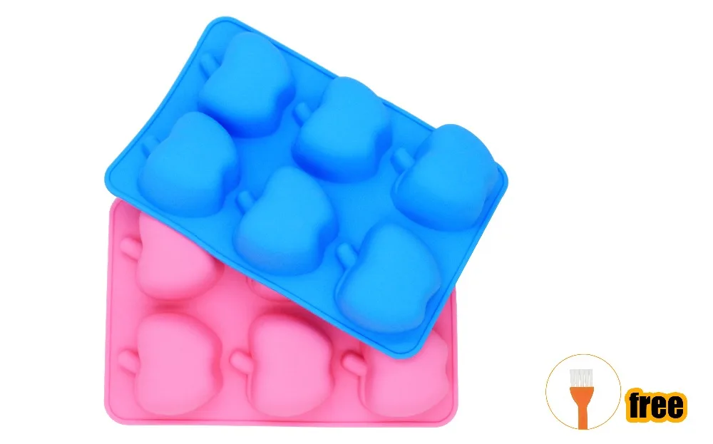 

2 Pack 6 Cavity Apple Shape Silicone Soap Silicone Mold for Soap, Cake, Bread, Cupcake, Cheesecake, Cornbread, Muffin, Brownie,